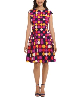 London Times Women's Polka-Dot Fit u0026 Flare Dress - Macy's