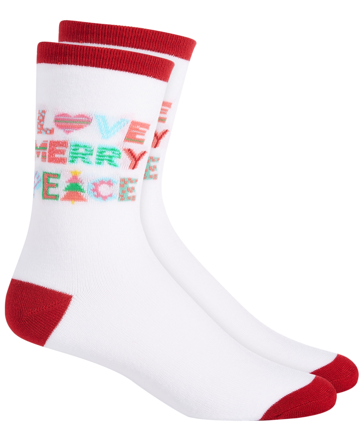 Charter Club Holiday Crew Socks, Created For Macy's In Love Merry Peace