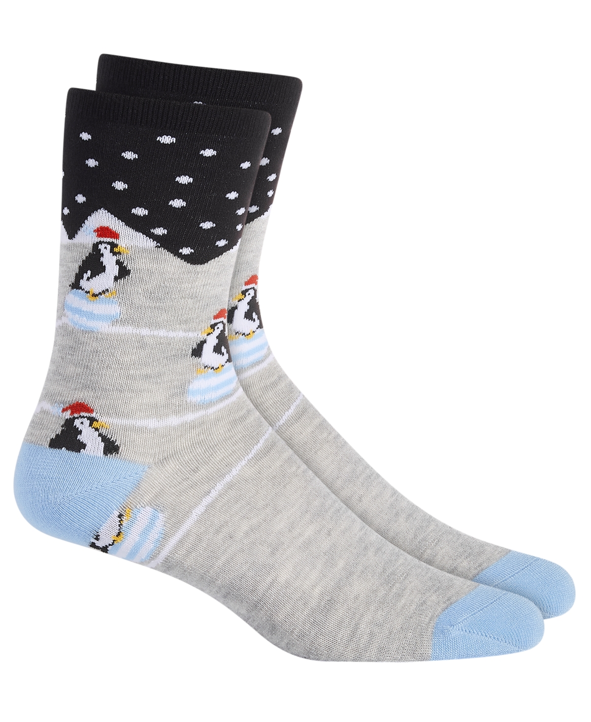 Charter Club Holiday Crew Socks, Created For Macy's In Penguin On Ice