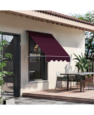 6' Retractable Patio Sun Window Awning w/ Comfortable Shade, Wine
