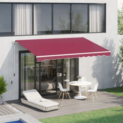 13' x 8' Manual Retractable Awning Sunshade Shelter, Wine