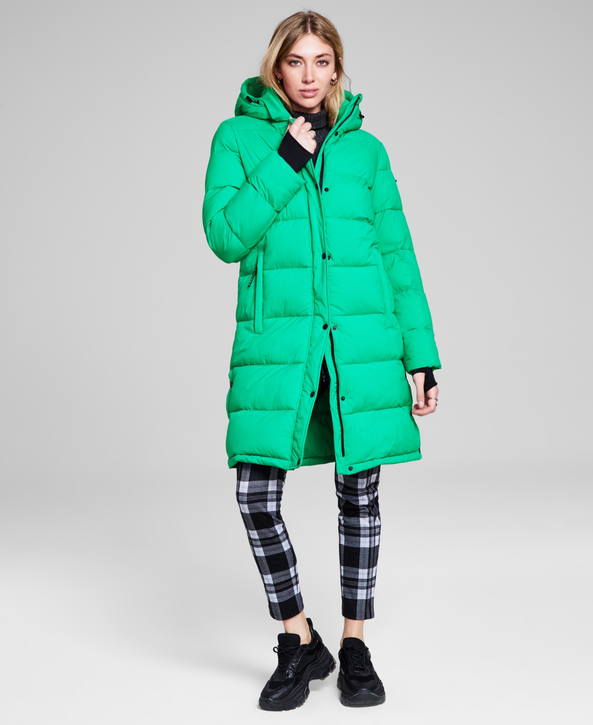 Women's Hooded Puffer Coat, Created for Macy's - Cobalt