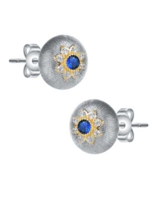 White Gold Plated and 14K Gold Plated Colored Stud Cubic Zirconia Earrings
