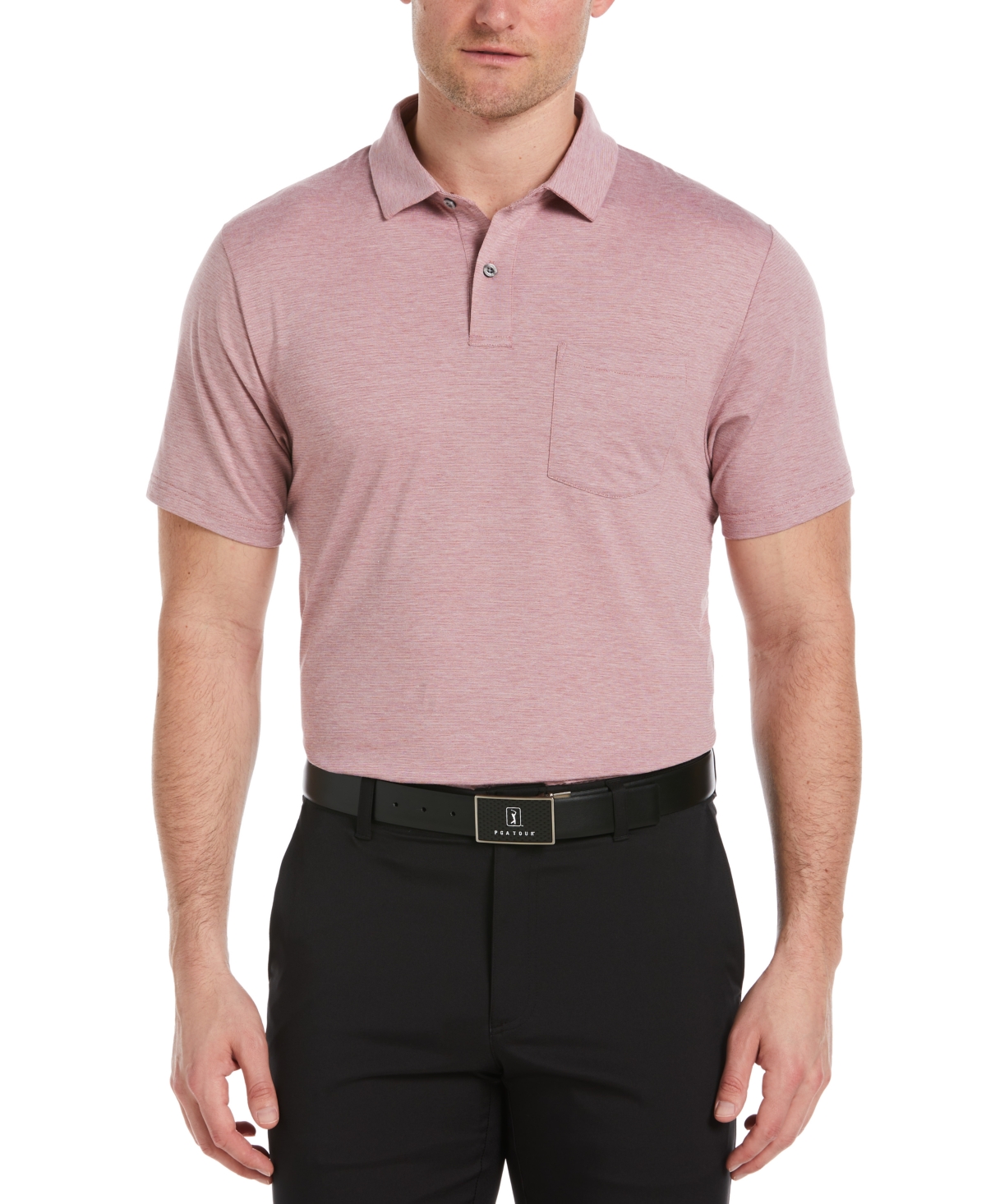 Men's Fine-Knit Short-Sleeve Pocket Polo Shirt - Heather Rose