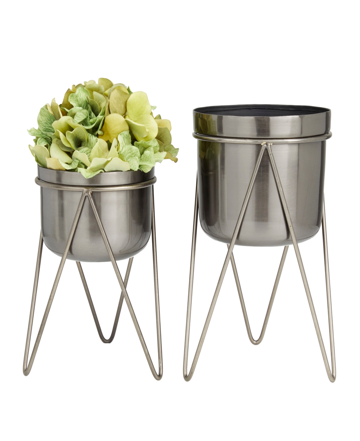 Metal Planter with Removable Stand Set of 2 - Gold