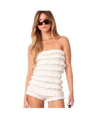 【新品タグ付き】MEDI RUFFLE KNIT ROMPERS AMERI 新品タグ付き】MEDI RUFFLE KNIT ROMPERS AMERI