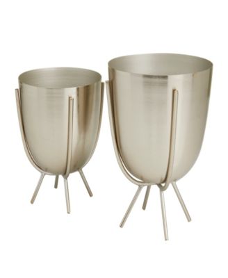 Metal Small Planter with Removable Stand Set of 2 