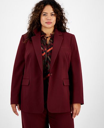 Burgundy blazer top womens plus size