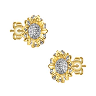 Chic 14K Gold Plated Cubic Zirconia Stud Earrings
