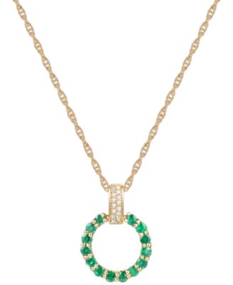 Gemstone & Diamond (1/20 ct. t.w.) Circle 18" Pendant Necklace in 14k Gold