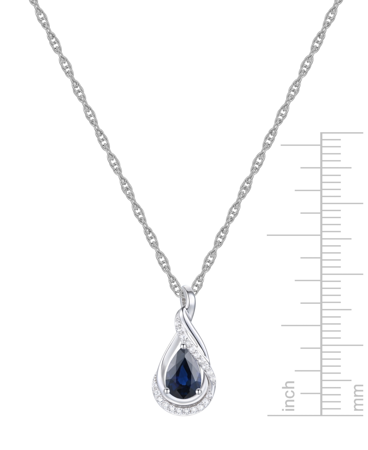 (9/10 ct. t.w.) and Diamond Accent Pendant Necklace in 14k White Gold (Also Available in Emerald) - Sapphire