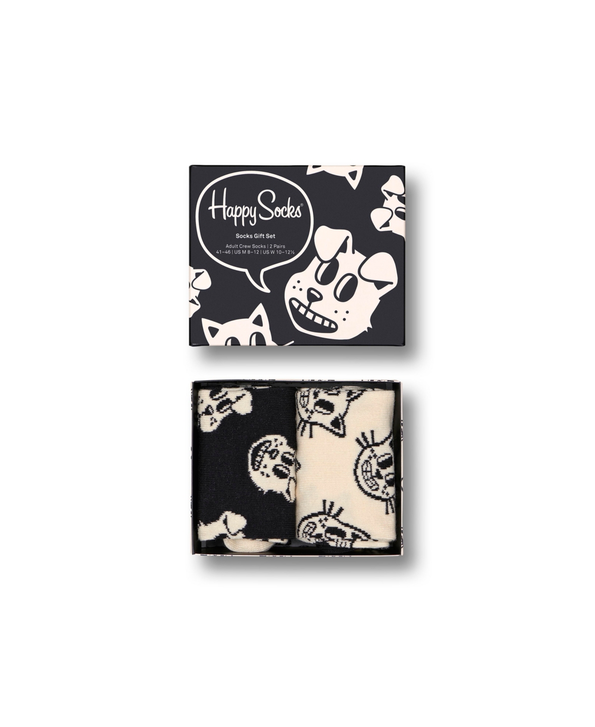 Happy Socks Pets Socks Gift Set, Pack of 2 - White, Gray
