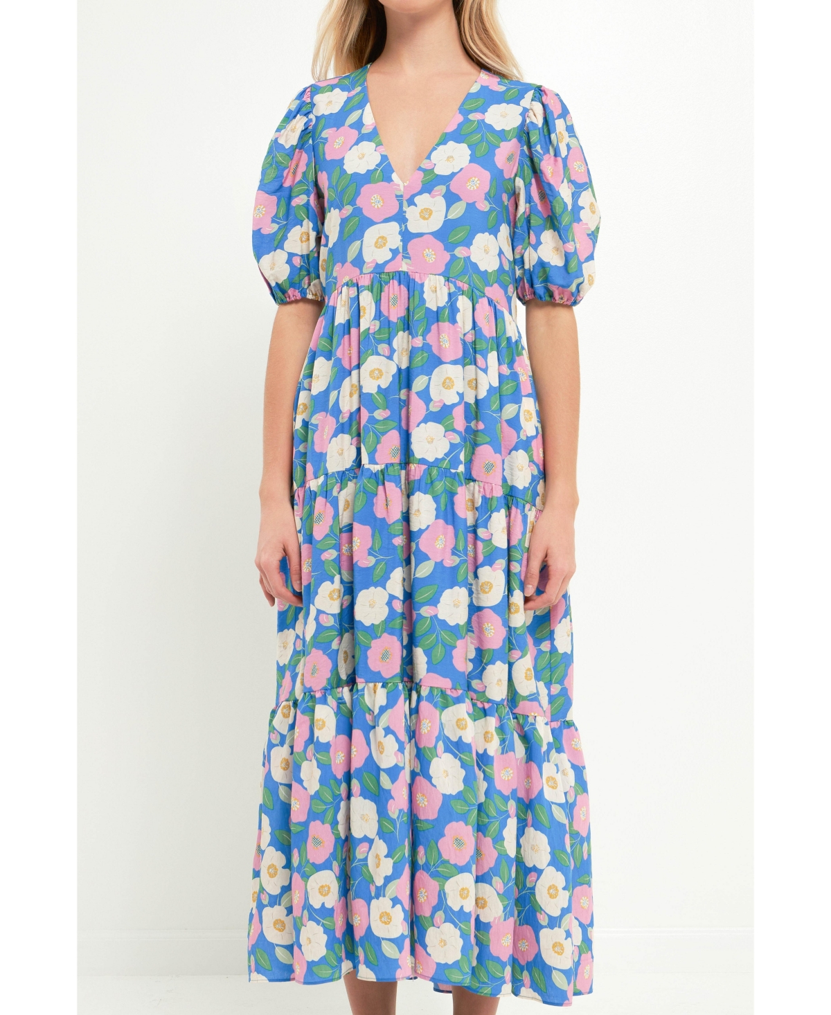 English Factory Women's Floral Puff Sleeve Midi Dress