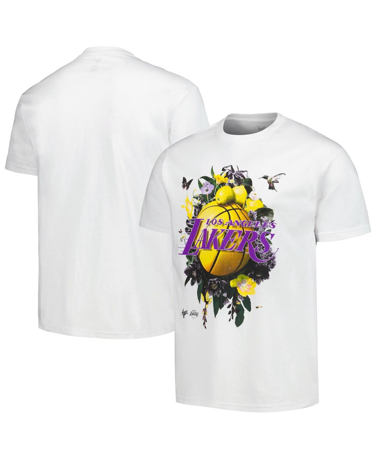 Men's and Women's Nba Exclusive Collection White Los Angeles Lakers Identify Artist Series T-shirt - White