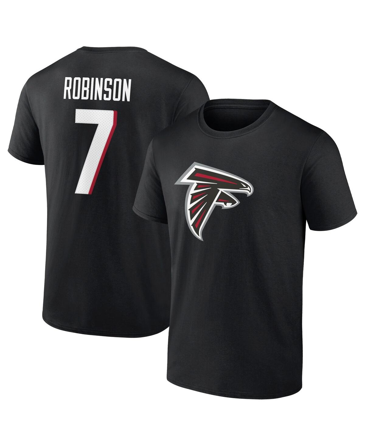 Shop Fanatics Men's  Bijan Robinson Black Atlanta Falcons Icon Name And Number T-shirt