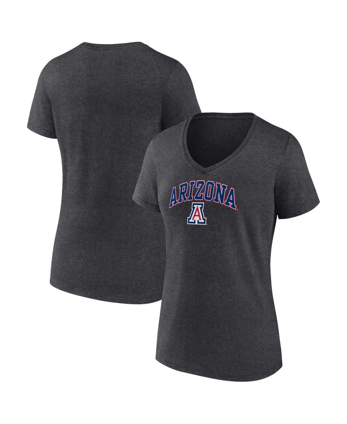 FANATICS WOMEN'S FANATICS HEATHER CHARCOAL ARIZONA WILDCATS EVERGREEN CAMPUS V-NECK T-SHIRT 