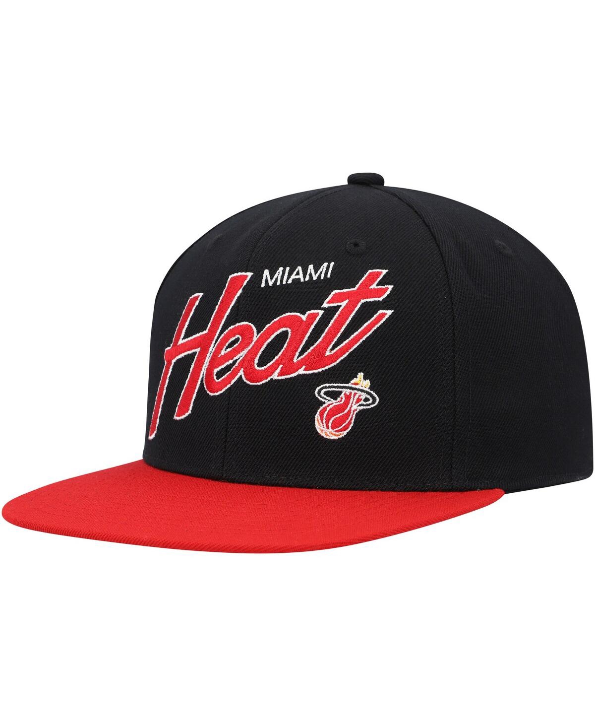 Men's Mitchell & NessMiami Heat Team Script 2.0 Fitted Hat - Black