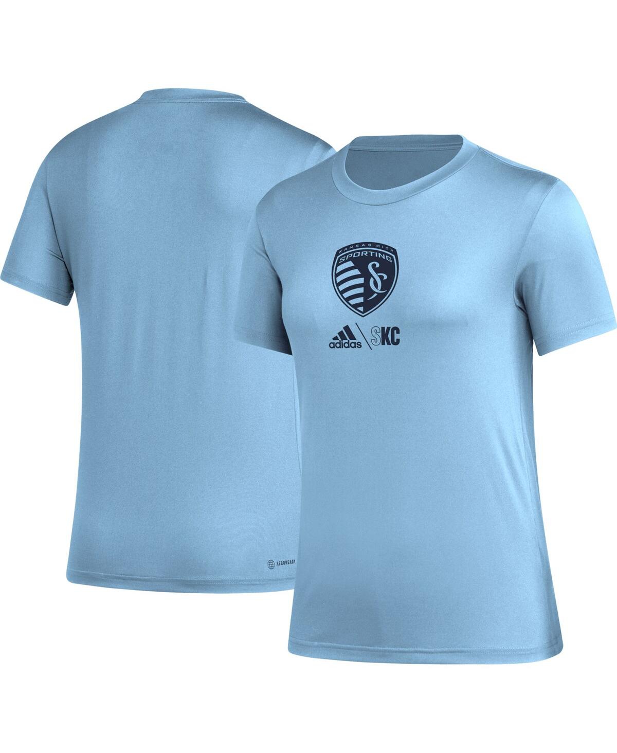Shop Adidas Originals Women's Adidas Light Blue Sporting Kansas City Aeroready Club Icon T-shirt