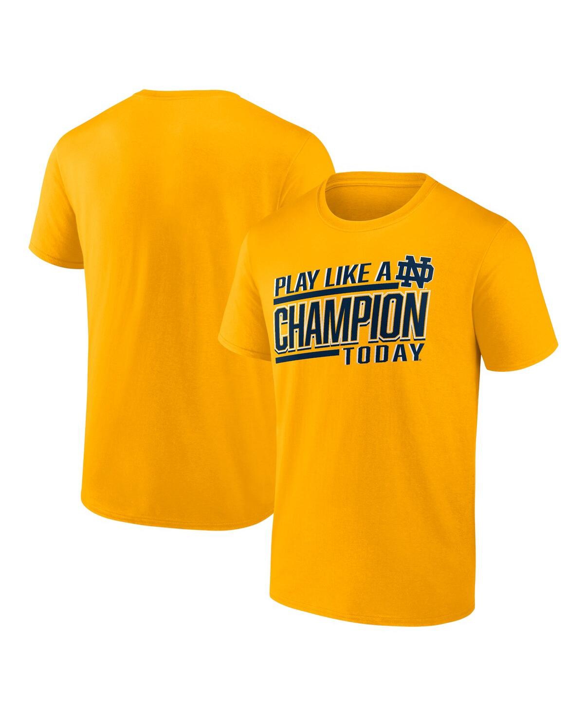 Shop Fanatics Men's  Gold Notre Dame Fighting Irish Play Like A Champion T-shirt