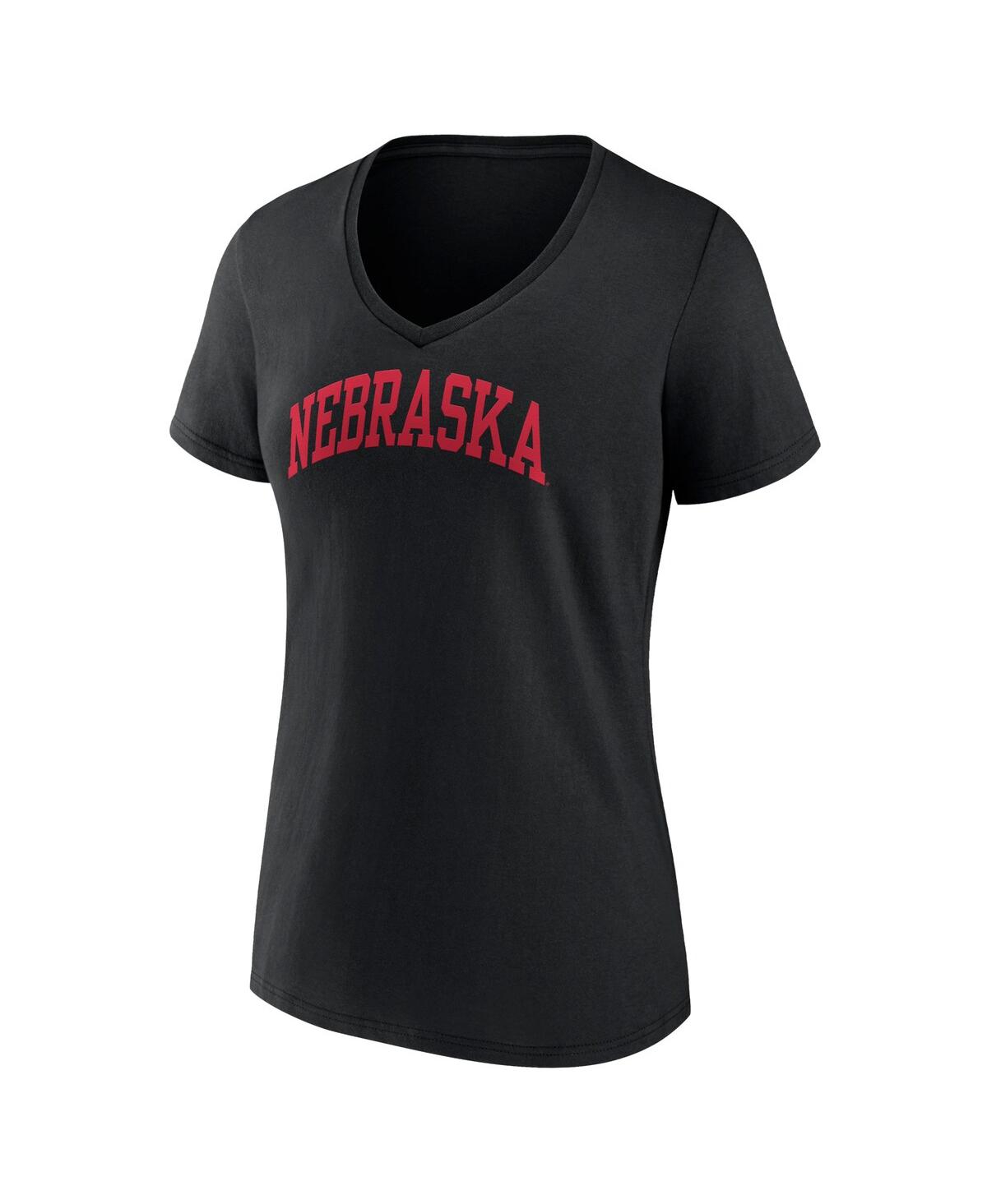 Fanatics Women's  Black Nebraska Huskers Evergreen Campus V-neck T-shirt In Black
