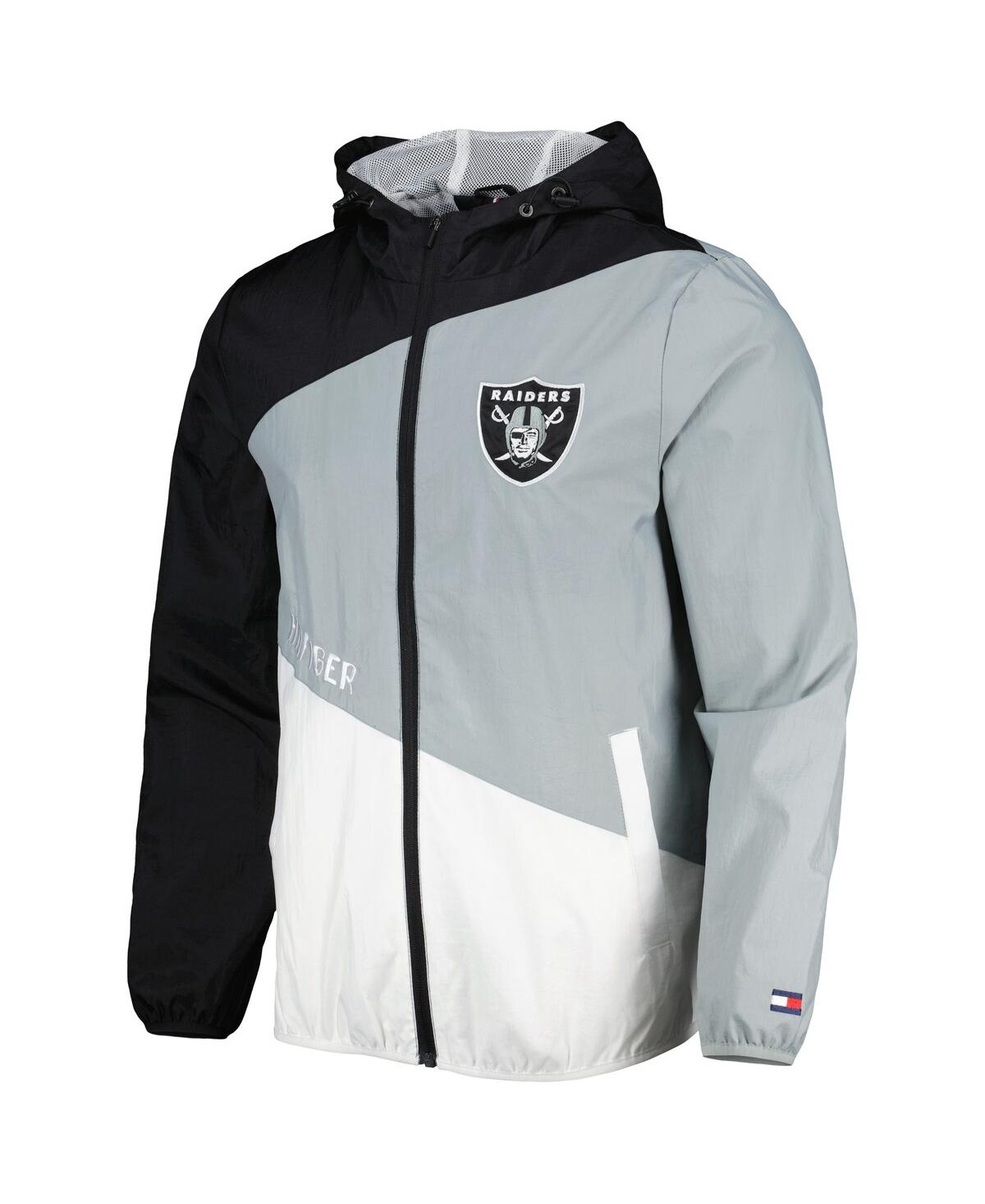 Shop Tommy Hilfiger Men's  Black, Silver Las Vegas Raiders Bill Full-zip Jacket In Black,silver