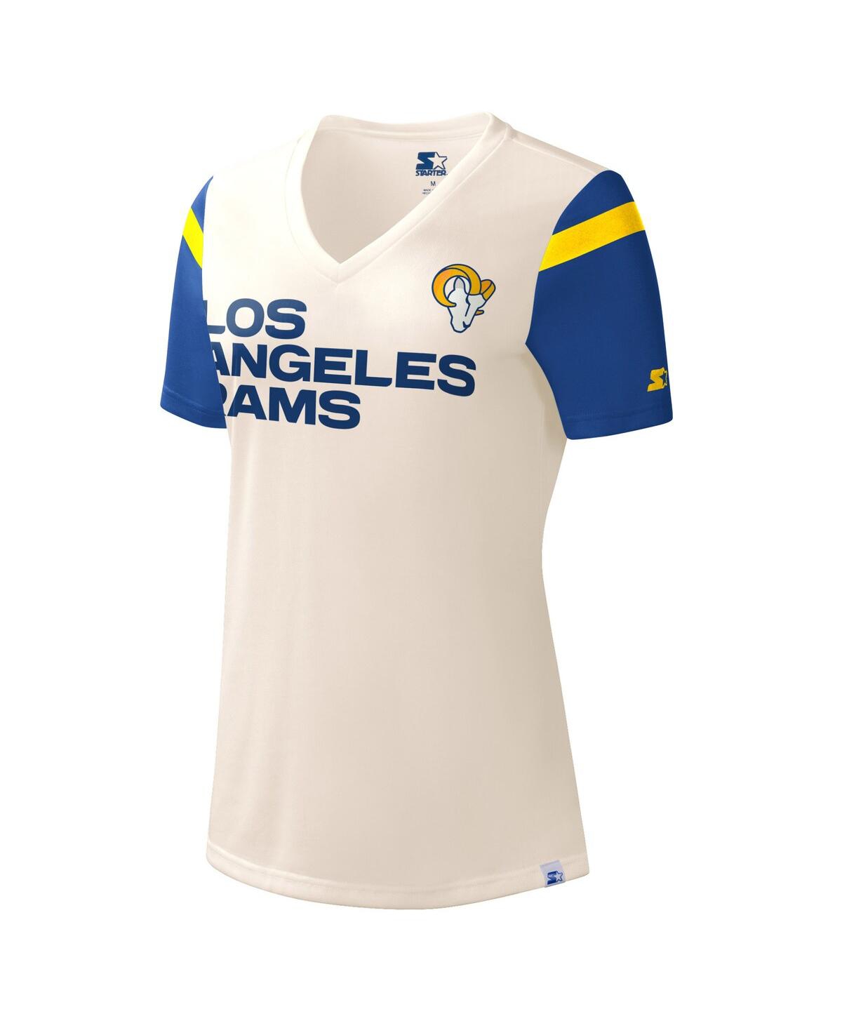 Shop Starter Women's  White Los Angeles Rams Kick Start V-neck T-shirt