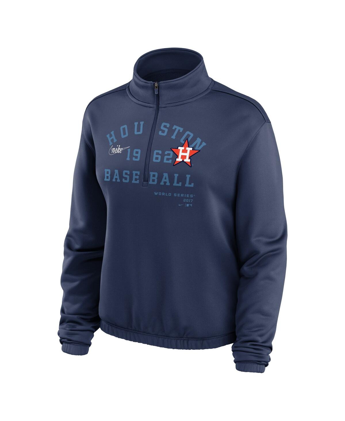 Shop Nike Women's  Navy Houston Astros Rewind Splice Half-zip Sweatshirt