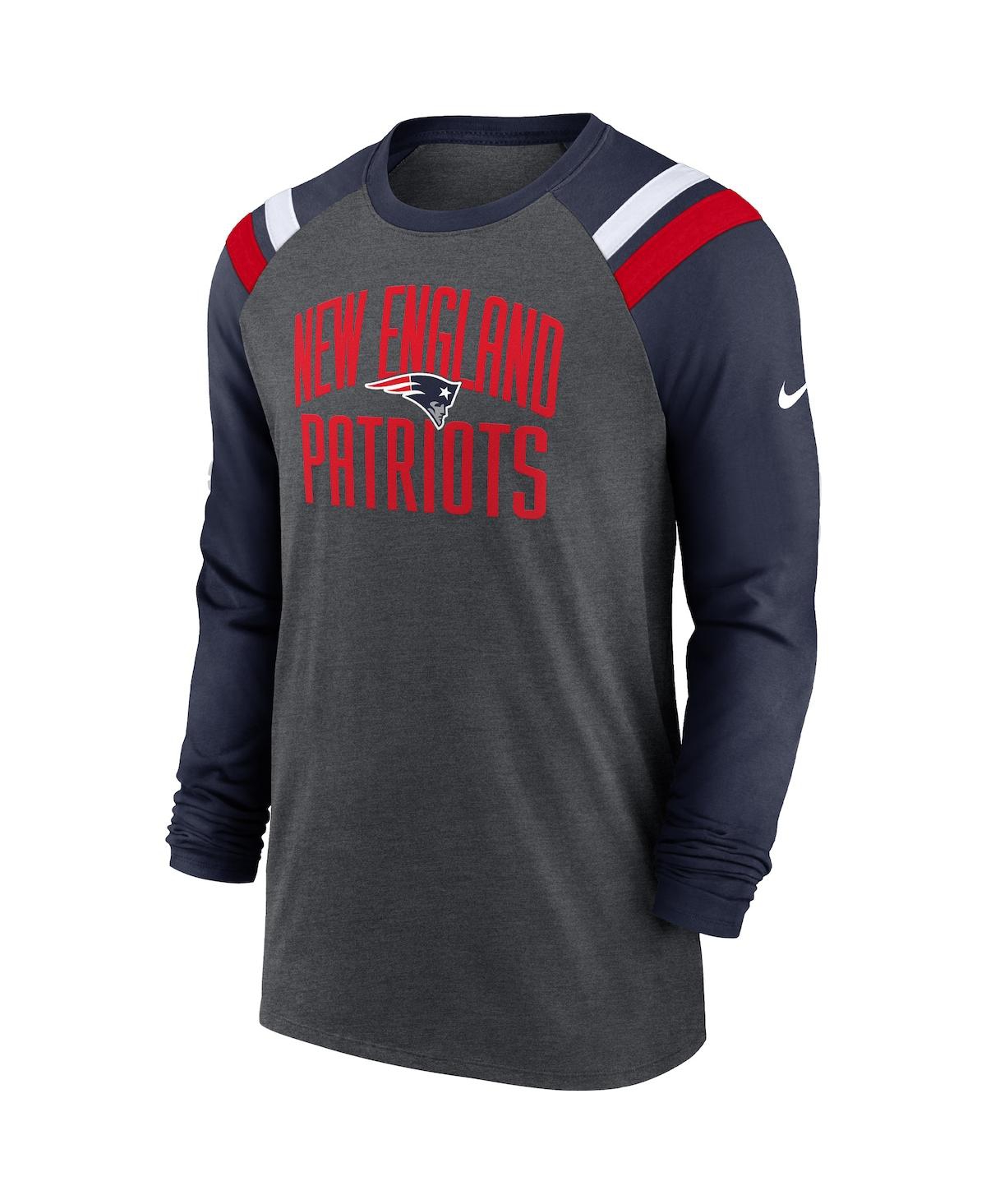 Men's Nike Navy New England Patriots Tri-Blend Raglan Athletic Long Sleeve Fashion T-shirt - Navy