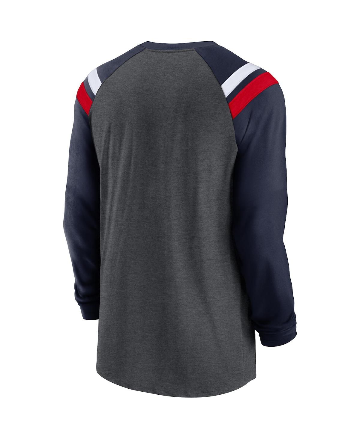 Men's Nike Navy New England Patriots Tri-Blend Raglan Athletic Long Sleeve Fashion T-shirt - Navy