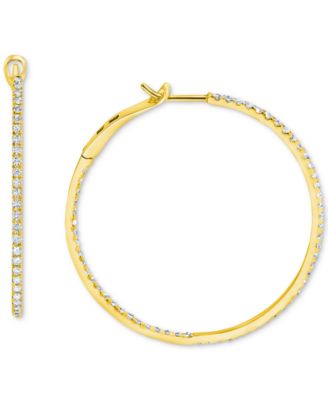 Macy's - Diamond In & Out Medium Hoop Earrings (1 ct. t.w.) in 10k Gold