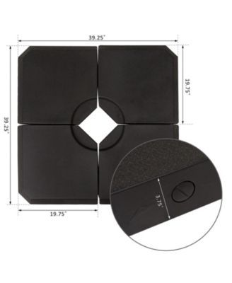 4-Piece Patio Umbrella Base, Outdoor Cantilever Offset Umbrella Weights Stand w/ Cross Bar Channel Grooves for Powerful Support, 264lb Capacity Sand or 176lb Capacity Water, Black