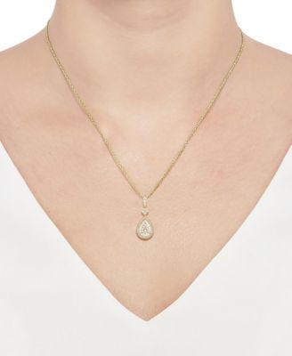Diamond Round & Baguette Teardrop Cluster 18" Pendant Necklace (1/2 ct. t.w.)