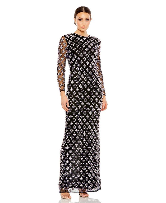 Long sleeve gown macys clearance