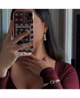 18K Gold Plated Freshwater Pearl with Cuban Chain - Lauren Bracelet 9" For Women and Girls