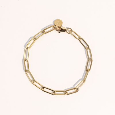 18K Gold Plated Paper Clip Anne Bracelet 8" For Women and Girls