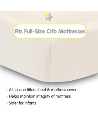 All-in-One Fitted Sheet & Waterproof Cover for 52" x 28" Crib Mattress (2-Pack)