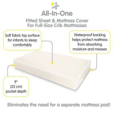 All-in-One Fitted Sheet & Waterproof Cover for 52" x 28" Crib Mattress (2-Pack)