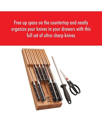 ZWILLING Pro 7-pc, Block Set with Beechwood In-Drawer Knife Tray, natural