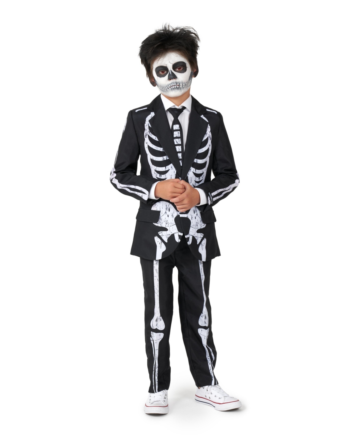 Suitmeister Kids' Little Boys Skeleton Grunge Button Closure Suit Set In Black