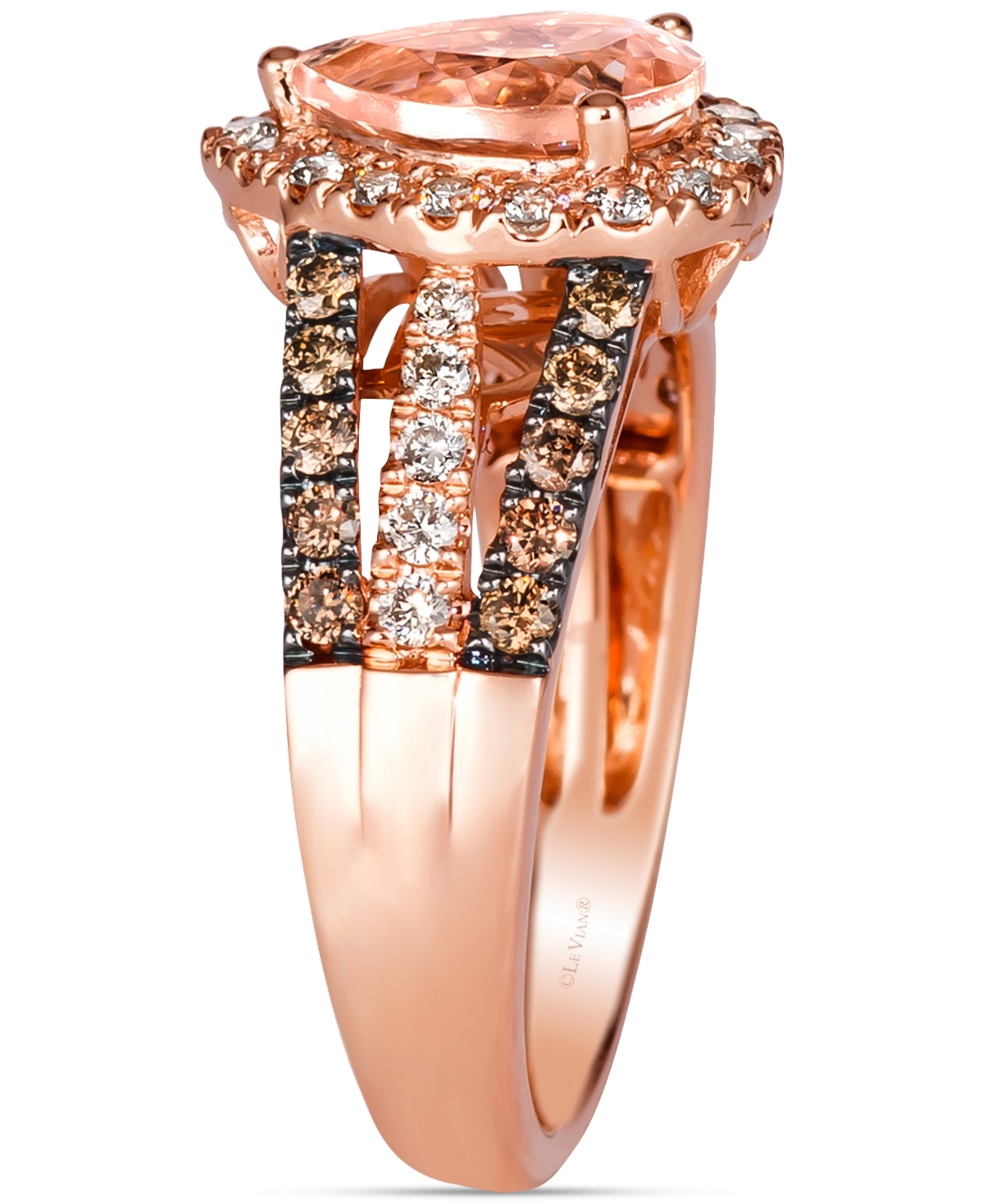 Le Vian Peach Morganite (1-1/10 Ct. T.w.) & Diamond (3/4 Ct. T.w.) Pear Halo Ring In 14k Rose Gold (also Ava In Yellow Gold