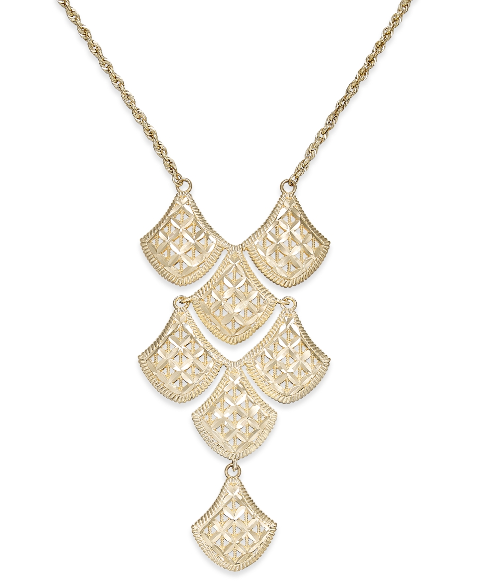 Diamond Cut Mesh Linked Frontal Necklace in 14k Gold   Necklaces