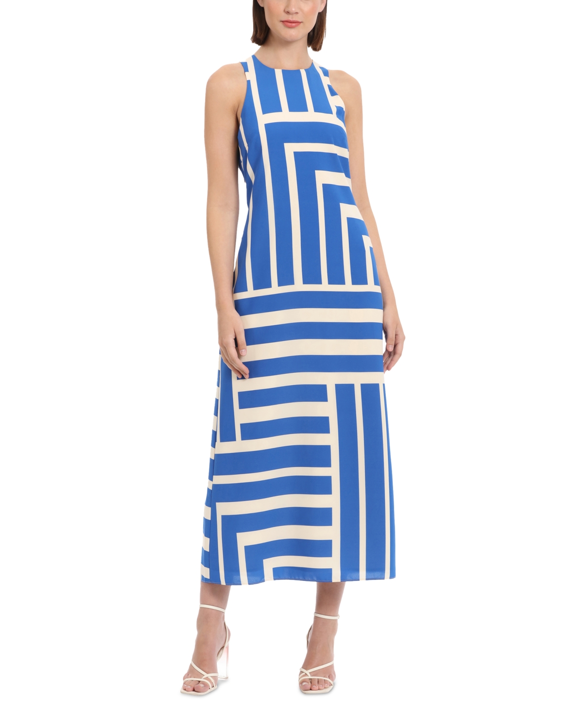 Women's Striped Sleeveless Maxi Dress - Cream/Royal Blue