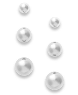 white gold ball stud earrings set