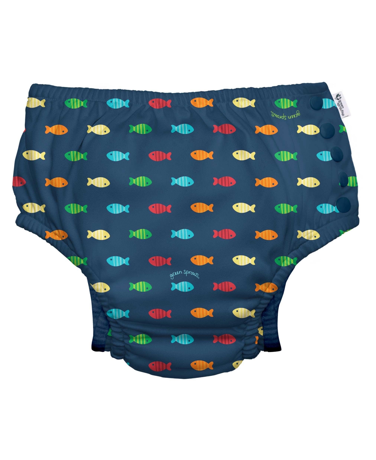 Green Sprouts Baby Boys Snap Swim Diaper In Navy Fish Geo