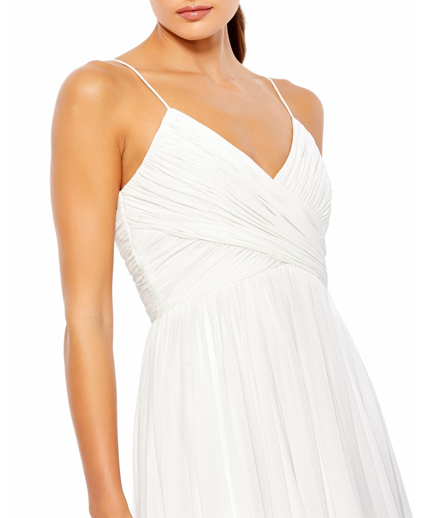 Женское платье Mac Duggal Ieena Faux Wrap Sleeveless Flowy, цвет: Белый — фото 14