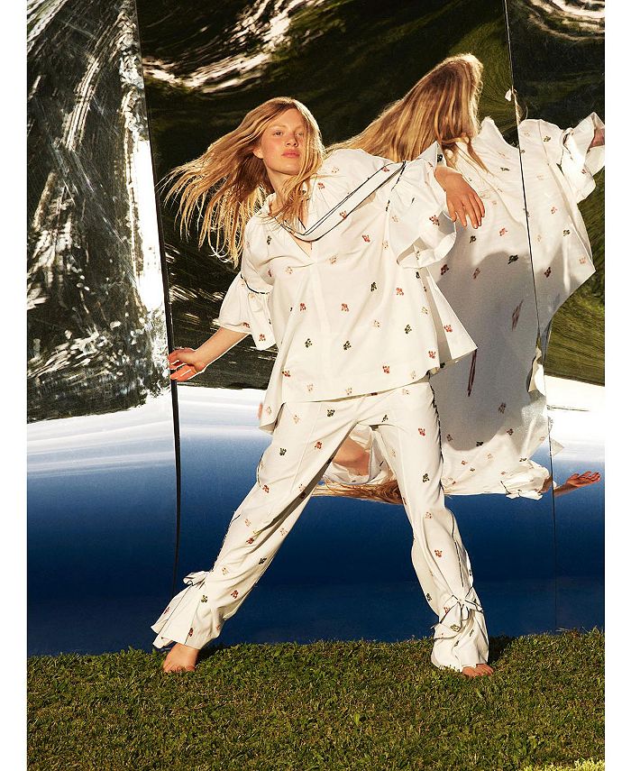 NOCTURNE Women's Vneck Embroidered Top Macy's