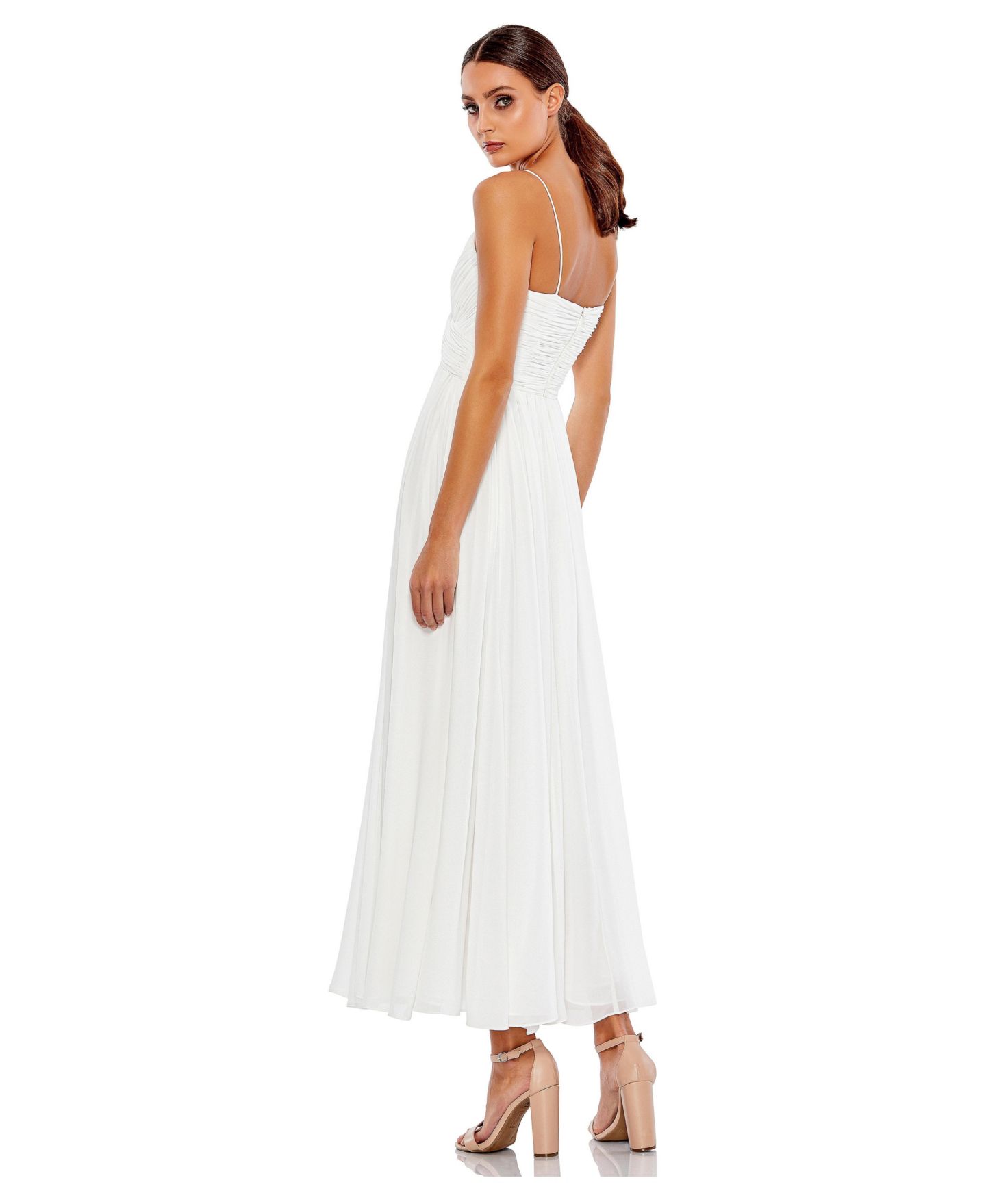 Женское платье Mac Duggal Ieena Faux Wrap Sleeveless Flowy, цвет: Белый — фото 8