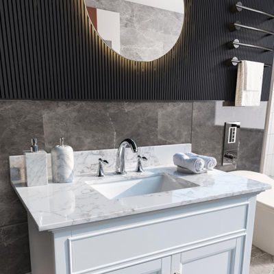 37 Inch Bathroom Vanity Top Stone Carrara New Style Tops With Rectangle Undermount Cera