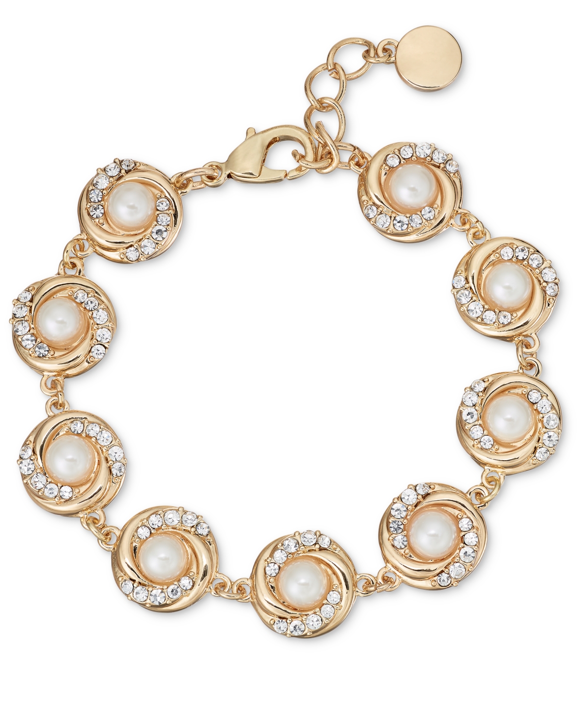Gold-Tone Pave & Imitation Pearl Flex Bracelet, Created for Macy's - Gold