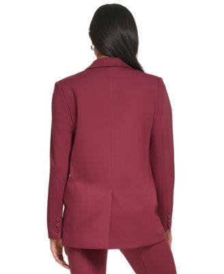 Petite Notch Collar Flap Pocket One-Button Jacket